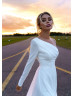 Long Sleeves Beaded White Chiffon Tulle Slit Wedding Dress